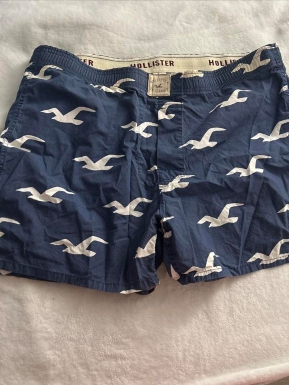 Hollister Navy Swim Shorts/Boxers with White Seagull Print